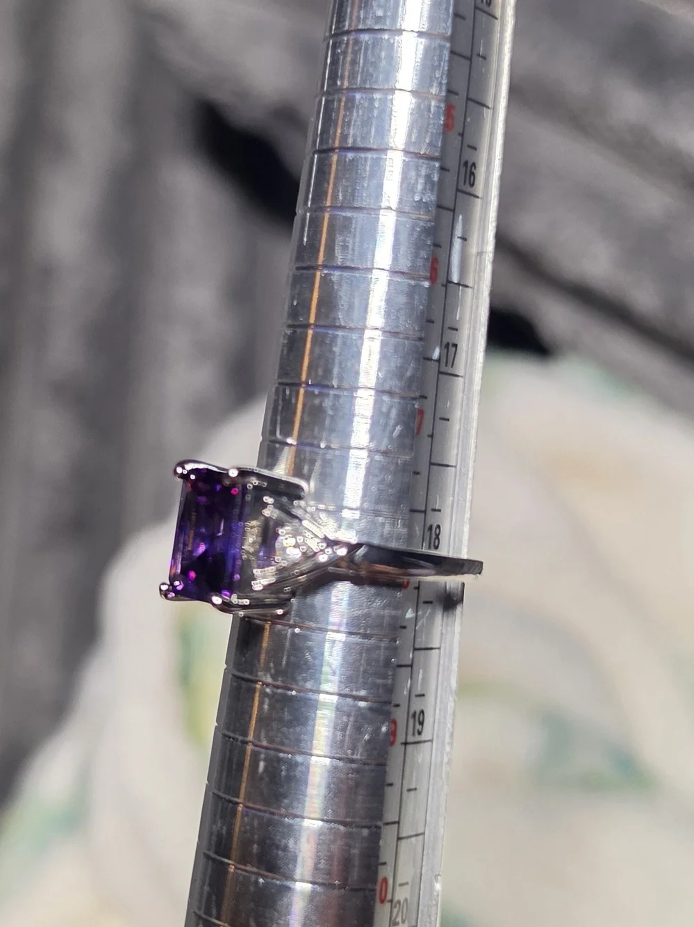 Sterling Silver Purple Gemstone Ring with Accent Stones